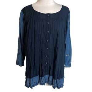 Odd Molly Anthropologie embroidered eyelet top blue Sz L